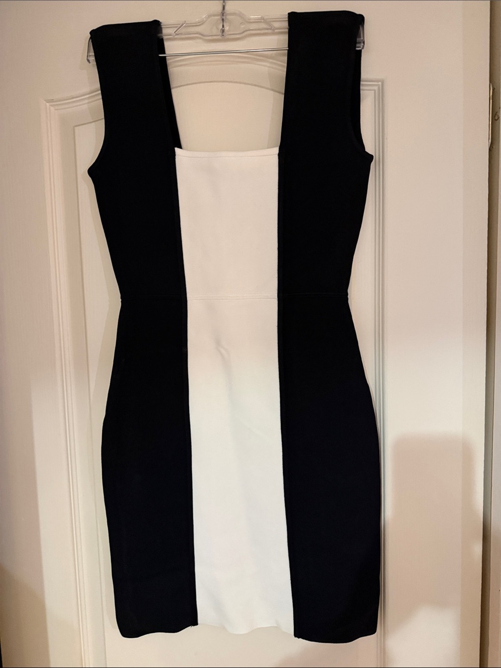 bebe Black and White Colorblock Sheath Dress